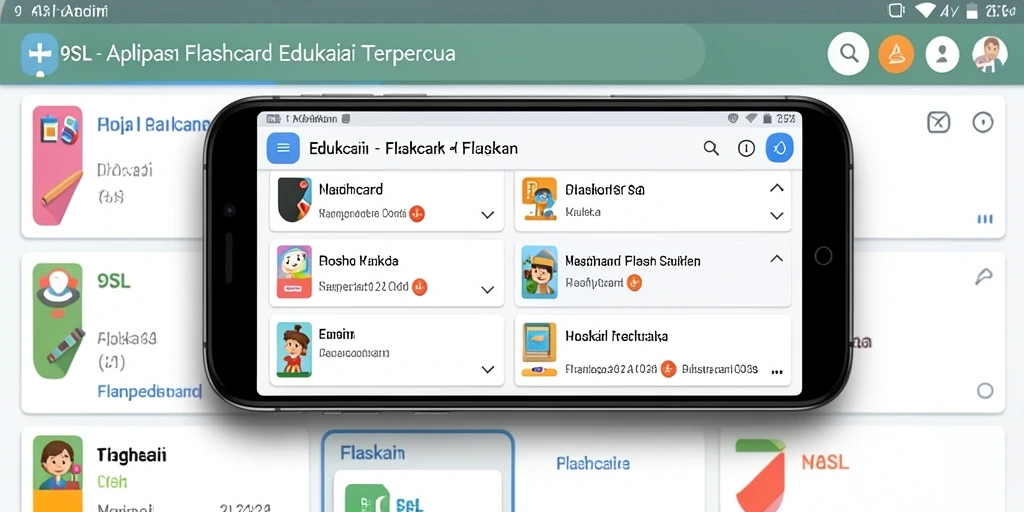 Tampilan antarmuka aplikasi Flashcard 9SL yang menarik dan interaktif.