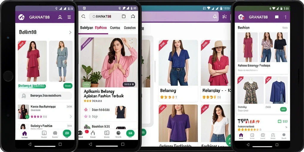 Antarmuka aplikasi yang menarik dan mudah digunakan untuk belanja fashion.