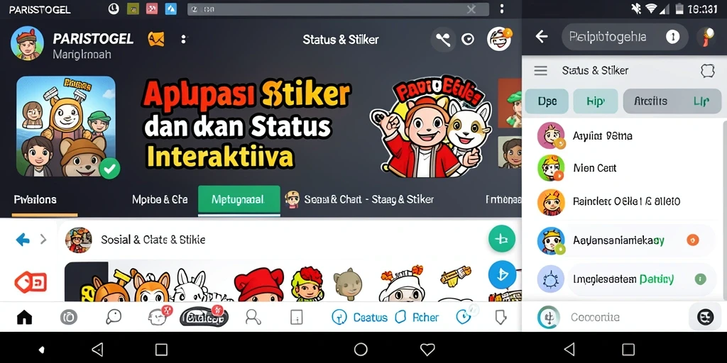 Tampilan antarmuka <strong>PARISTOGEL</strong> dengan stiker dan status yang menarik.