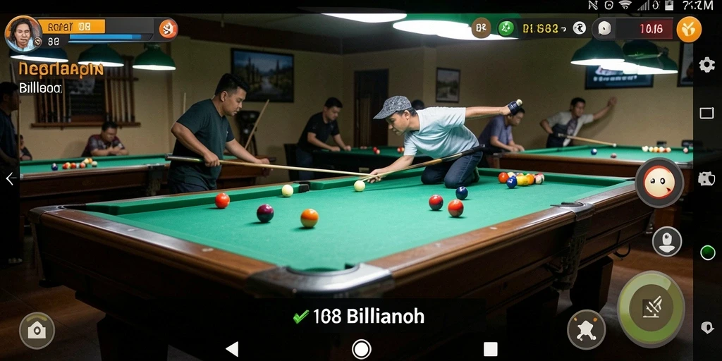 Tampilan antarmuka RI188 dengan grafis billiard yang menarik.