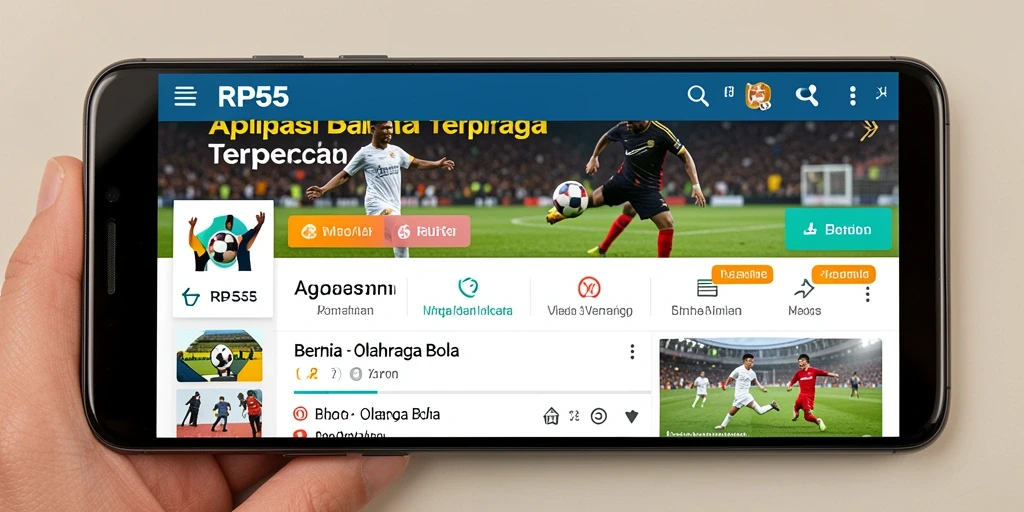 Tampilan antarmuka RP55 yang informatif dan menarik untuk olahraga bola.