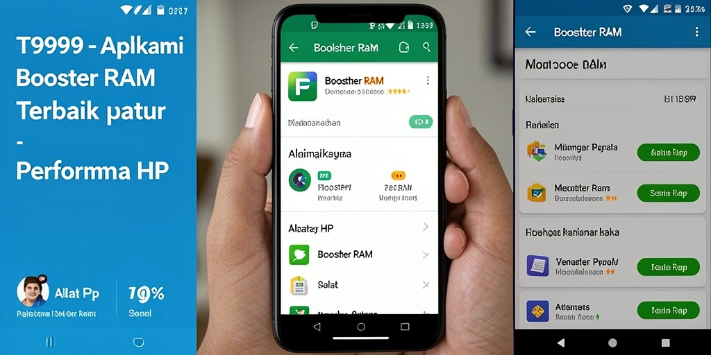 Antarmuka menarik dari aplikasi T9999 untuk Booster RAM.