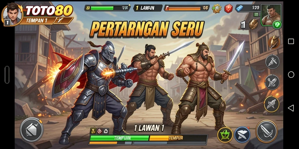 Antarmuka TOTO80 dengan aksi Tempur 1 Lawan 1 yang mendebarkan.