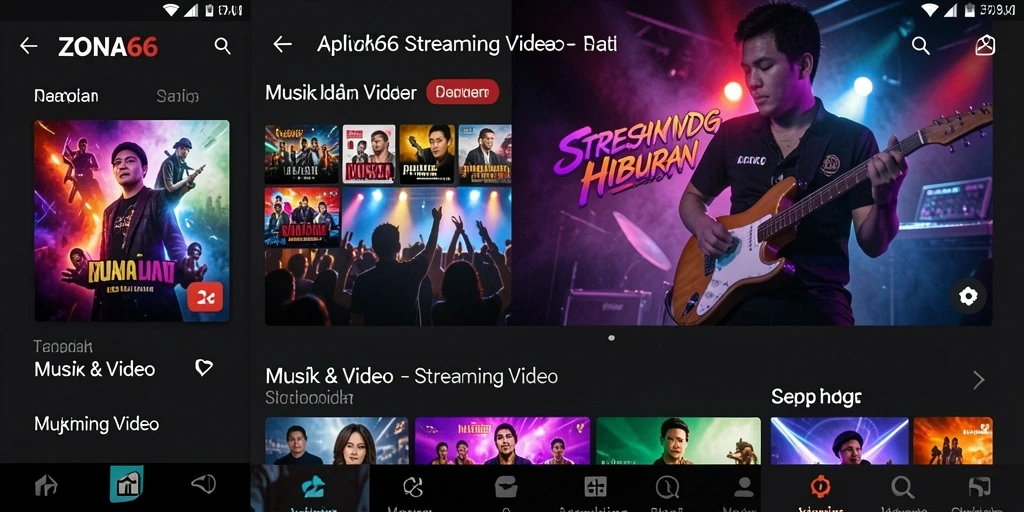 Antarmuka ZONA66 yang menarik dan mudah digunakan untuk streaming video.